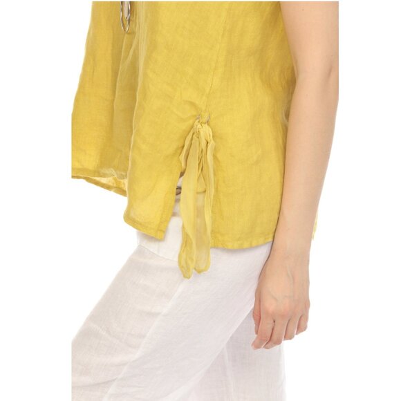 Mustard Sleeveless Top with Side Bows - Picture 4 of 4